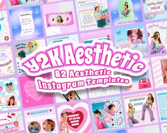 Y2K Instagram Templates, Y2K AESTHETIC 82 Instagram Templates, Y2K Fashion, 2000s aesthetic, Retro Canva Templates, Story Templates,