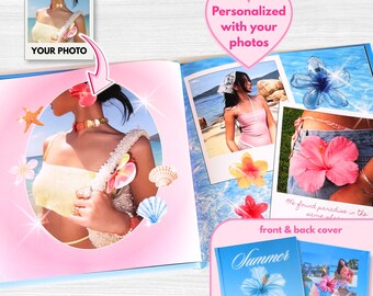 Personalized Summer Vacation Photobook | Custom Travel Photo Album | Scrapbook Memory Book Gift for Travel Aesthetic