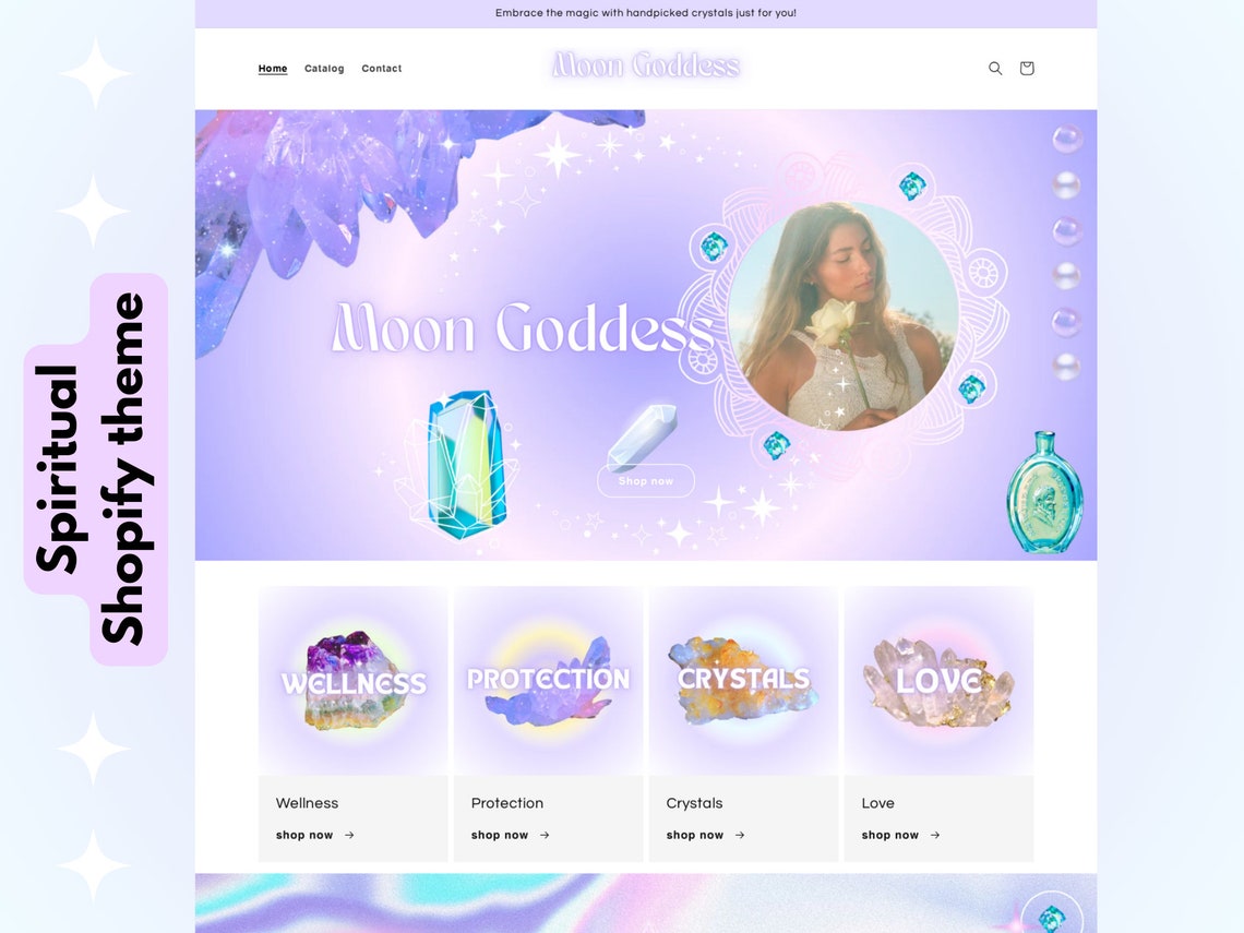Spiritual Shopify Theme, Crystal AESTHETIC Templates, Mystical Website ...