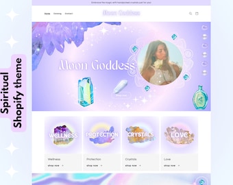 Spiritual Shopify Theme, Crystal AESTHETIC Templates, Mystical Website Design, Website Template, Zodiac, Astrology, Shopify, Purple Shopify