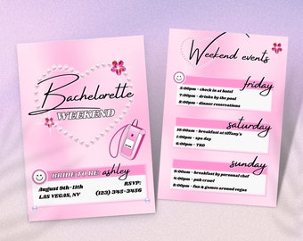 Y2K Bachelorette Party Invite, Bachelorette Itinerary, Editable Template, Y2k Bach Party, Bachelorette weekend, Y2K hen party, retro invite