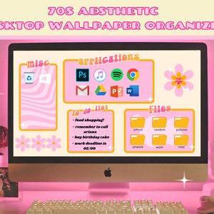 Tapeta estetyczna z lat 70. | Hippie Retro | Organizator tapet na pulpit z lat 70. | Pobieranie cyfrowe | Tapeta na Macbooka | Tło Macbooka, RÓŻOWE