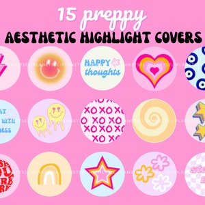 PREPPY Aesthetic Instagram Highlight Covers | Trendy Aesthetic Instagram Highlight Icon, Pastel | Story IG | Preppy Art, Danish Pastel