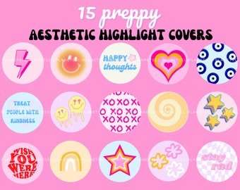 PREPPY Aesthetic Instagram Highlight Covers | Trendy Aesthetic Instagram Highlight Icon, Pastel | Story IG | Preppy Art, Danish Pastel