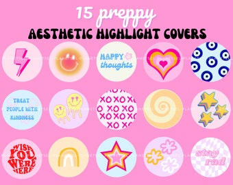 PREPPY Aesthetic Instagram Highlight Covers | Trendy Aesthetic Instagram Highlight Icon, Pastel | Story IG | Preppy Art, Danish Pastel