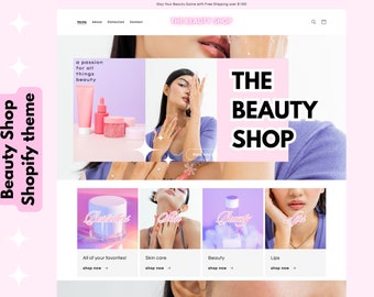 Beauty Shopify Theme, Skincare Templates, Pink Website Design, Website Template, Retro Shopify, Cute Shopify, Girly Shopify, Fun Shopify