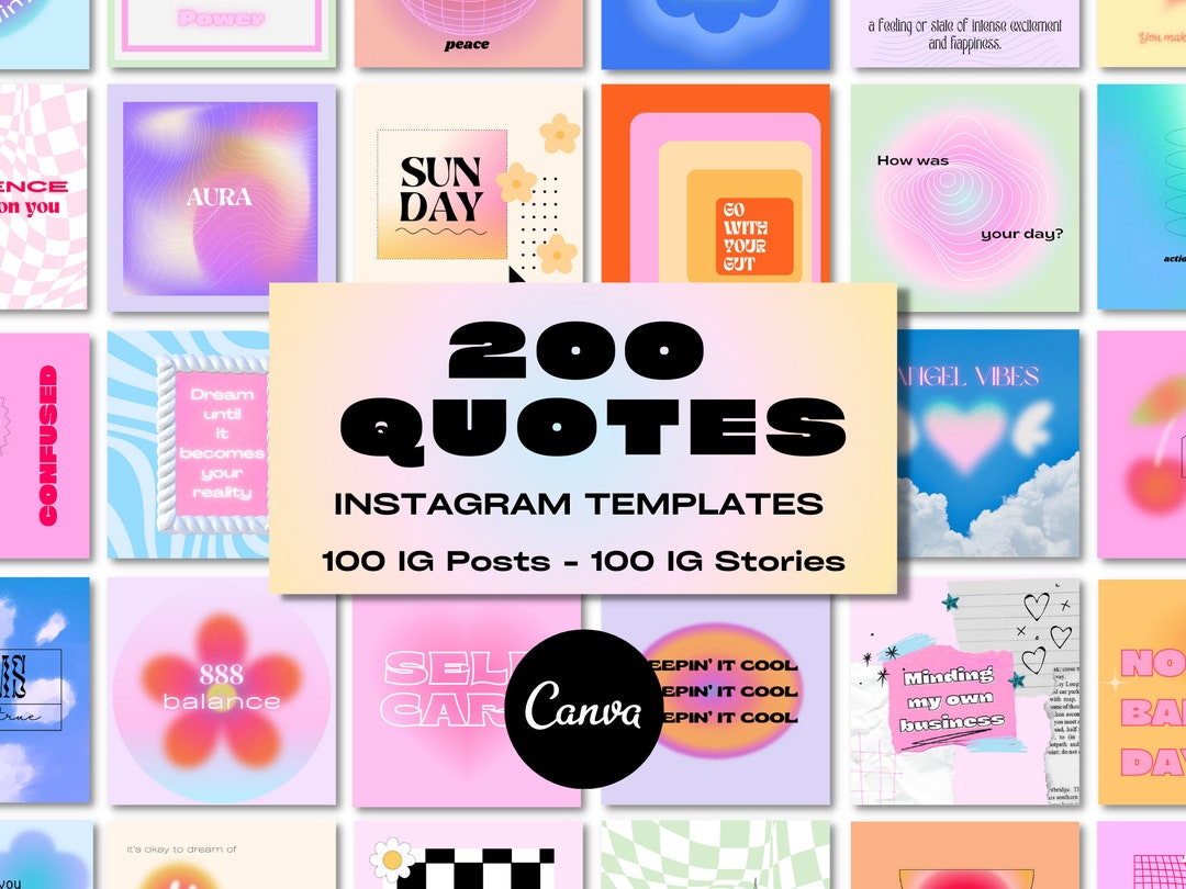 200 Quote Instagram Template, Inspirational Quotes, Aesthetic Canva ...