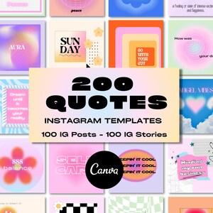 200 Quote Instagram Template, Inspirational quotes, Aesthetic Canva, Instagram Story, Instagram Post, Motivational Quote