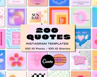 200 Quote Instagram Template, Inspirational quotes, Aesthetic Canva, Instagram Story, Instagram Post, Motivational Quote
