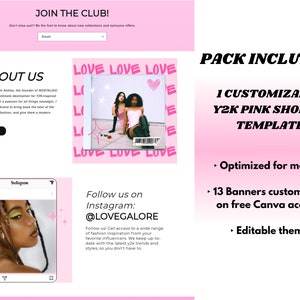 Y2K PINK Shopify Theme, Y2K AESTHETIC Templates, Website Design ...