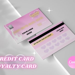 CREDIT CARD Loyalty Card, Beauty Business, Lash, Business Card, Marketing Card, Canva Template Aesthetic, Pink, VIP, Diy