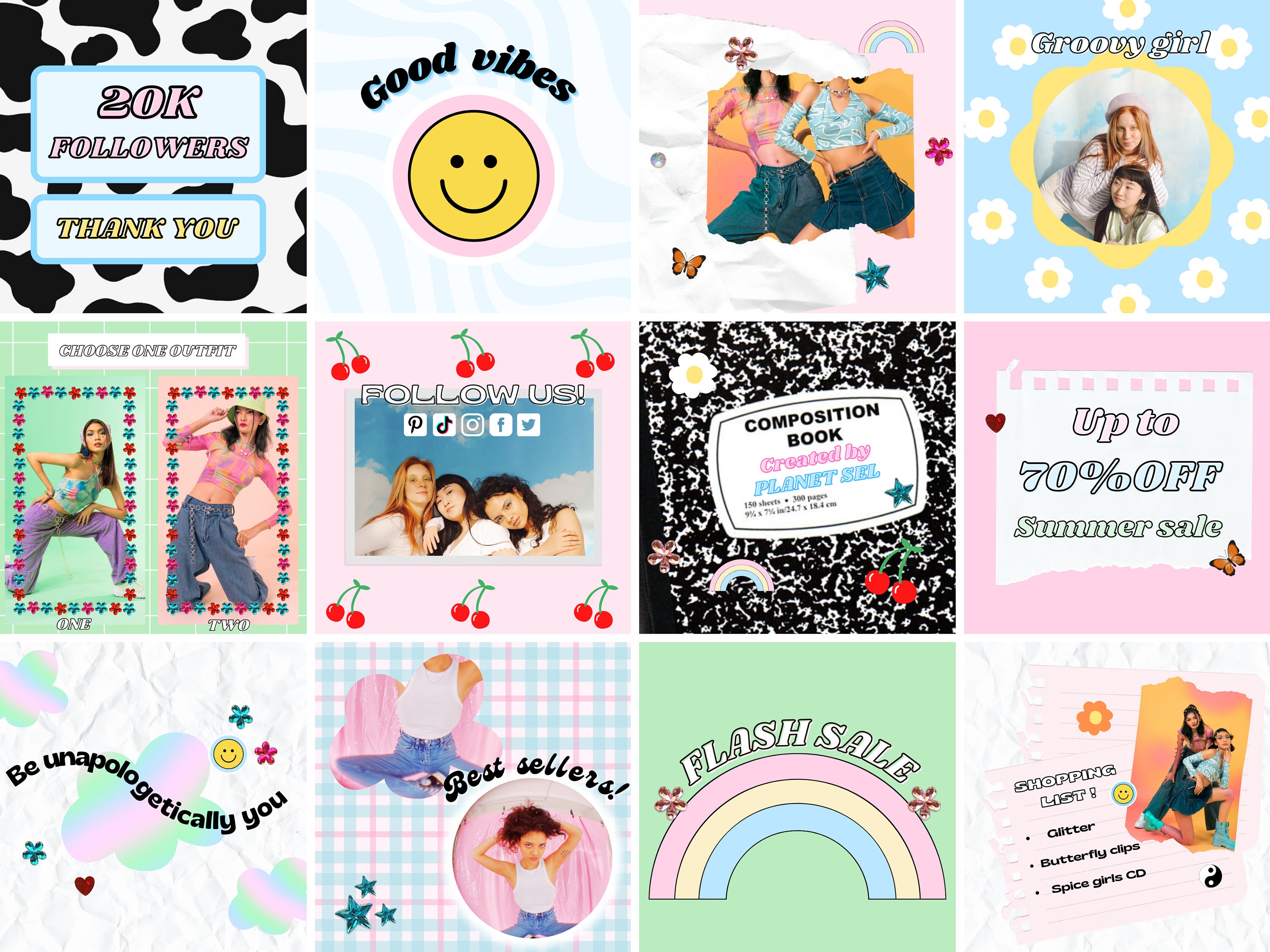 90s & Y2K Aesthetic Instagram Templates IG Canva Templates | Etsy