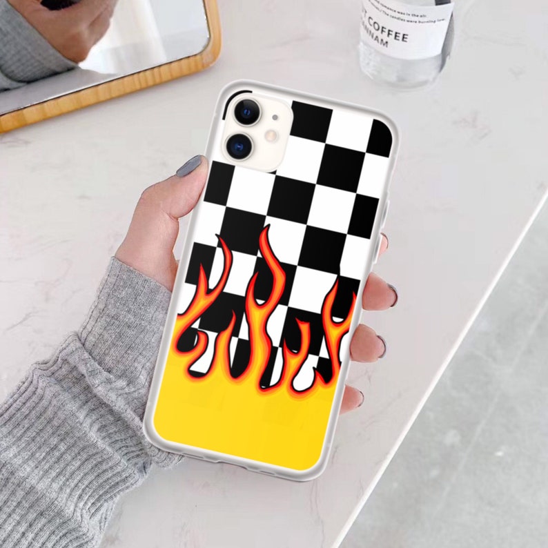 Checkerboard Flame iPhone 12 Case iPhone 11 Case Aesthetic | Etsy