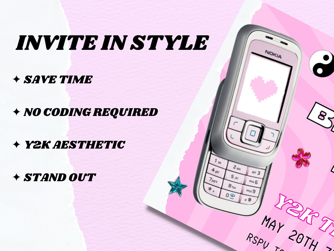 Editable Y2K Invitation Template Y2K Party Y2K Canva - Etsy Israel