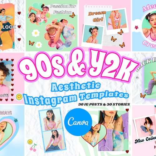 90s & Y2K Aesthetic Instagram Templates IG Canva Templates - Etsy