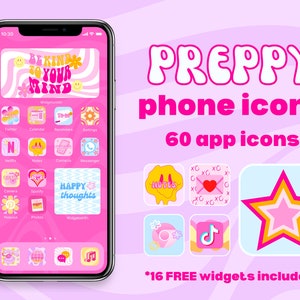 Paquete de íconos estéticos PREPPY para iOS/iPadOS/Android/Íconos de teléfono/iOS 14, iOS 15 Estética preppy y de moda