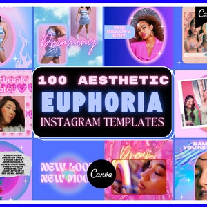 EUPHORIA AESTHETIC 100 Instagram Templates, Retro Canva Templates,Business Instagram Post Templates,Story, Editable Social Media Templates image 6