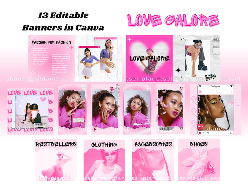 Y2K PINK Shopify Theme, Y2K AESTHETIC Templates, Website Design, Website Template, Y2K Fashion, 2000s aesthetic, Shopify, Pink Shopify image 2