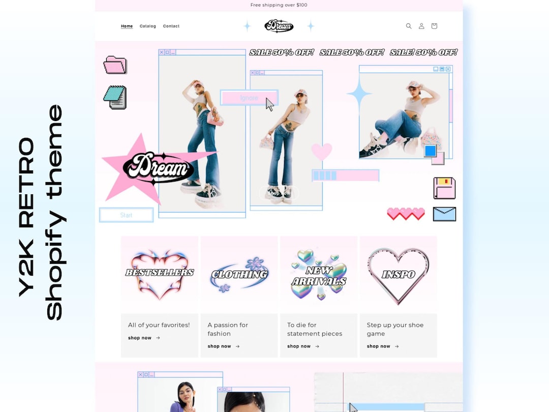 Y2K Retro Shopify Theme, Y2K AESTHETIC Templates, Website Design ...
