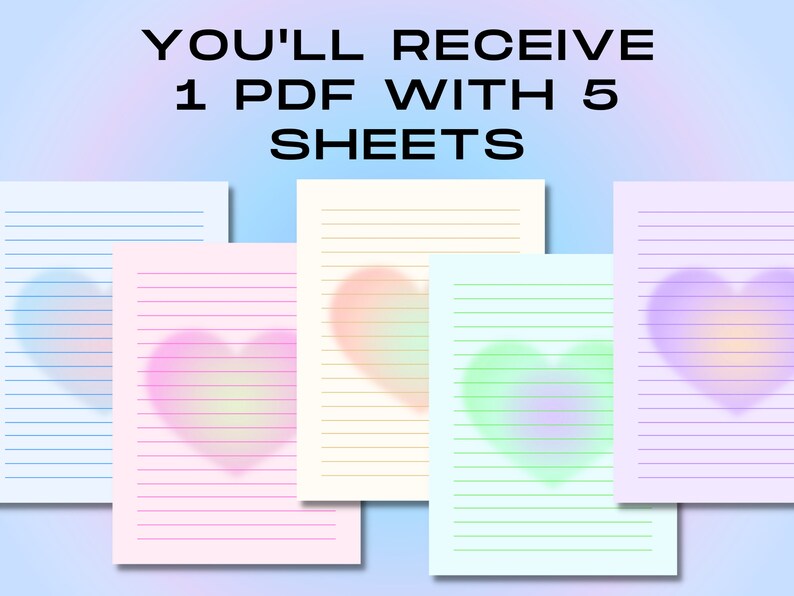 PRINTABLE Stationery Aesthetic Printable Stationary Gradient Etsy