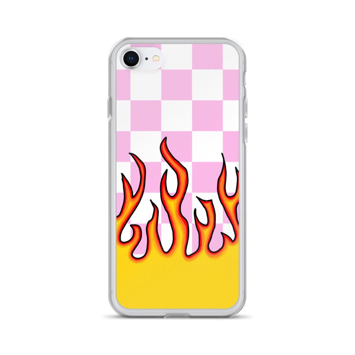 Checkered Flame Pink Phone Case For iPhone 12 Mini 11 Pro Max Etsy