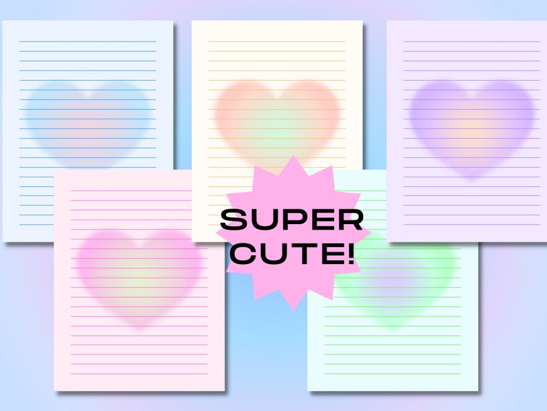 PRINTABLE Stationery Aesthetic Printable Stationary Gradient Etsy