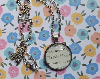 Travis Hale pendant necklace made with Archer's Voice book pages