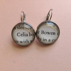 Celia Bowen pendant earrings made with The Night Circus book pages