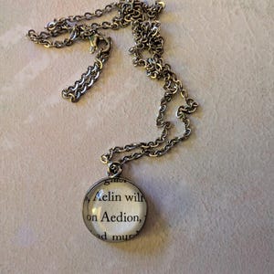 Aedion and Aelin 20mm pendant necklace made with Throne of Glass book pages