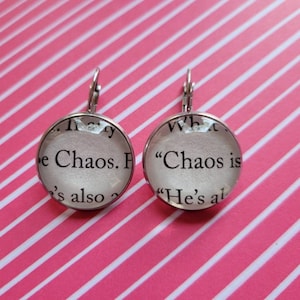 Chaos pendant earrings made with Once Upon a Broken Heart book pages