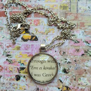 Go to the Crows Ancient Greek book page pendant necklace