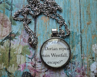 Dorian Westfall pendant necklace made with Throne of Glass book pages