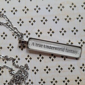 Underworld Fantasy pendant necklace made from Neon Gods book pages