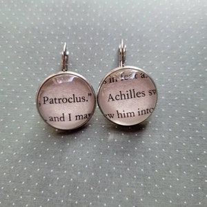 Patroklos und Achilles Anhänger Ohrringe aus Song of Achilles Buchseiten