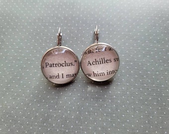 Patroklos und Achilles Anhänger Ohrringe aus Song of Achilles Buchseiten