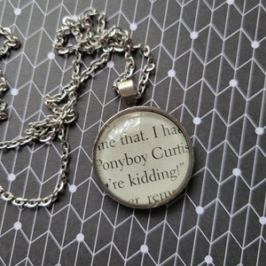 Ponyboy Curtis pendant necklace made with The Outsiders book pages