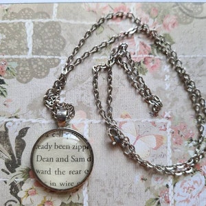 Dean and Sam pendant necklace made with Supernatural book pages