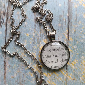 Once Upon a Time pendant necklace made with Invisible Life of Addie LaRue book pages