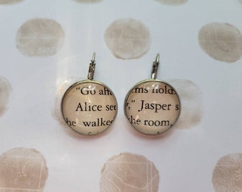 Alice and Jasper pendant earrings made with book pages