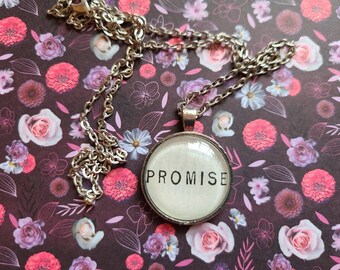 Promise book page pendant necklace