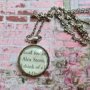 Alex Stern pendant necklace made with Ninth House book pages