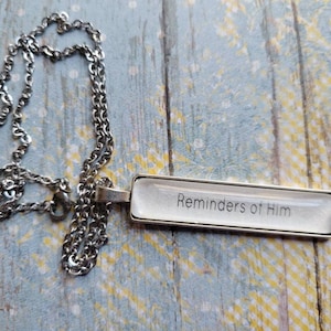 Rectangle pendant necklace made with Reminders of Him book pages