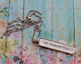 James MacKenzie Fraser pendant necklace made with Outlander book pages