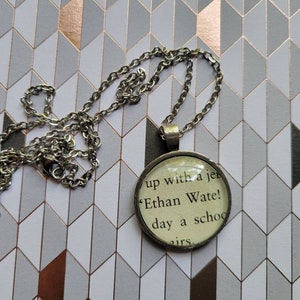 Ethan Wate pendant necklace made with Beautiful Creatures book pages
