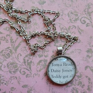 Daisy Jones pendant necklace made with from Daisy Jones and The Six book pages