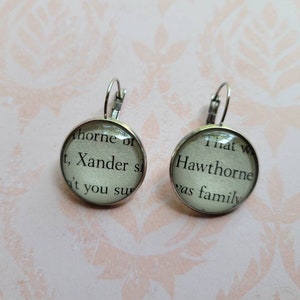 Xander Hawthorne pendant earrings made with The Inheritance Games book pages