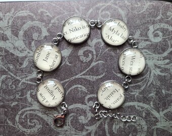 August's Family pendant bracelet made with One Last Stop book pages