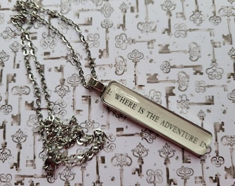 Where is the Adventure pendant necklace made with Maggie Moves On book pages