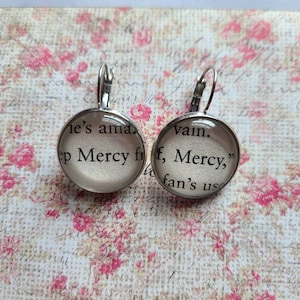 Mercy Thompson pendant earrings made with book pages