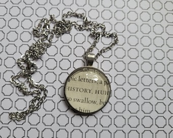 History Huh pendant necklace made with Red White and Royal Blue book pages
